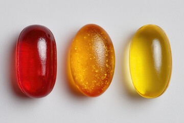 Three colored capsules in a row