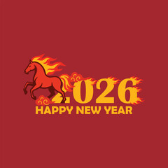 happy 2026 new year,, fire horse chinese new year