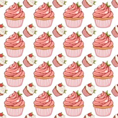 seamless pattern with cupcakes