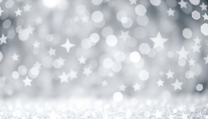 Abstract blurred white silver background with glittering stars, ideal for Christmas and New Year promotions, blur, design