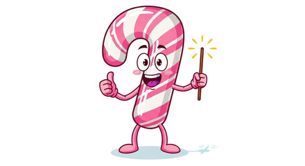 Isolated Candy Cane Character Giving Thumbs Up
