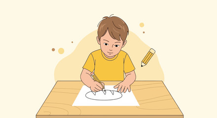 Young Artist Skillfully Drawings Bread on Paper, Expressing Artistic Talent, Conceptualization