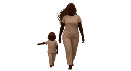 Isolated Woman and Child Silhouette