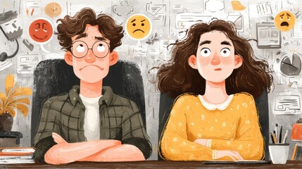 Illustration about psychology concept with emotional skills and empathy