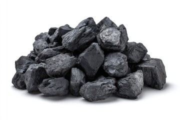Obraz premium Pile of dark gray charcoal briquettes