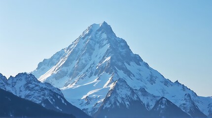 Obraz premium Majestic Snow-capped Mountain Peak Under Clear Blue Sky