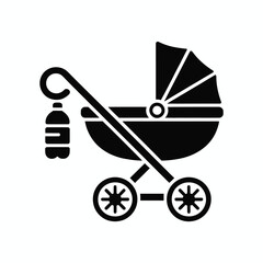 Baby stroller icon collection vector graphics for versatile design applications silhouette vector illustration white background