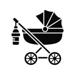 Collection of baby stroller accessories vector icons scalable for various design needs silhouette vector illustration white background