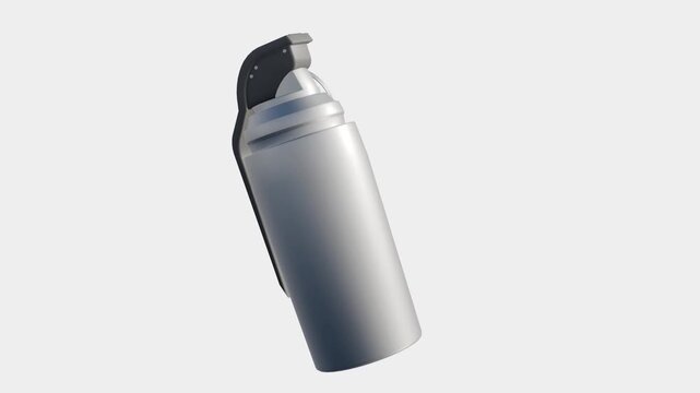 A 3d animation of tear gas canister. The classic form of a grenade, it's meant to dispense chemical irritants. It's used by law enforcement or military to disperse crowds.