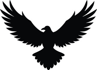Majestic flying eagle silhouette with spread wings for graphic design projects