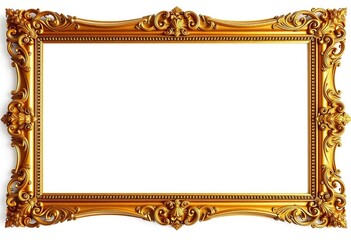 Ornate gold picture frame isolated on white background,  picture frame,  design