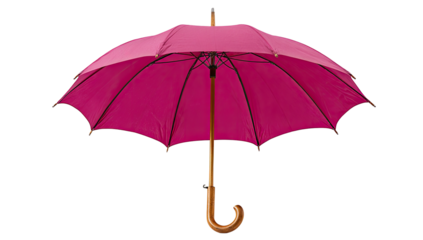 Pink umbrella, open, against transparent background