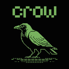 pixel art crow ascii bird design