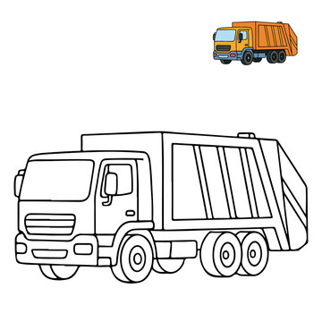 garbage truck Transportation Coloring Pages for Children