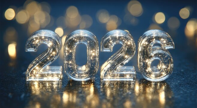 New Year 2026, transparent numerals