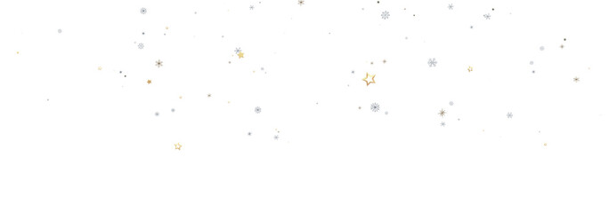 Sparkling festive background with gold stars and silver snowflakes. Perfect for holidays.