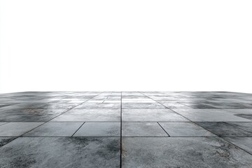 Perspective view of a gray tiled floor