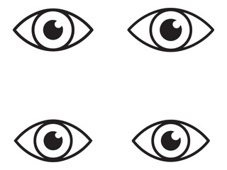 Four Simple Black and White Eye Icons