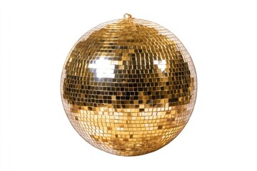 Gold disco ball on white background (2)