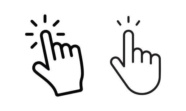 人差し指でクリックするシンプルなベクターアイコンイラスト。ベクターイラスト (Simple vector icon illustration of index finger clicking. Vector illustration). eps file.