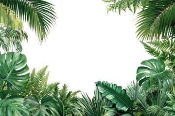 Tropical foliage border against white