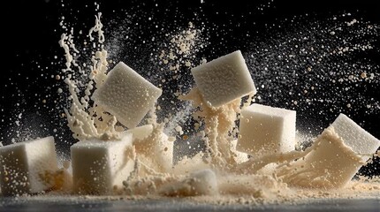 Dynamic High-Speed Capture of Sugar Cubes Bursting in Liquid - Powered by Adobe