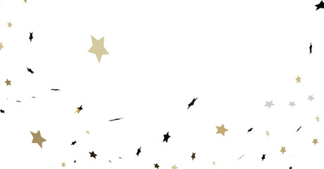 Gold Black Stars Confetti on White