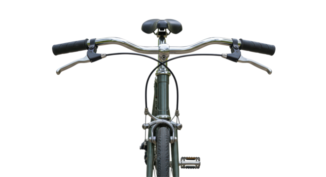 Isolated Front View of Bicycle Handlebars and Frame