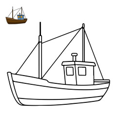 fishing boats Transportation Coloring Pages for Children