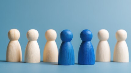 Unique Gathering of Blue and White Figurines Representing Strategic Alignment Ideal for HighImpact Campaigns, Inspiring Innovation and Collaboration.