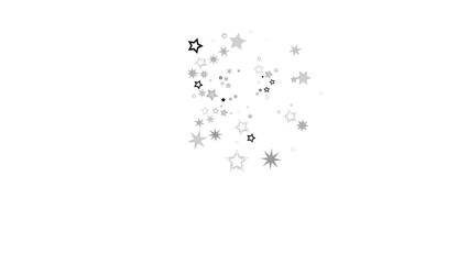 Sparkling silver stars burst on white. Perfect for celebrations, holidays, or festive designs.
