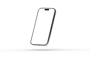 High-quality 3D render of a modern smartphone with a blank screen, perfect for app presentations or website designs. Isolated on white.