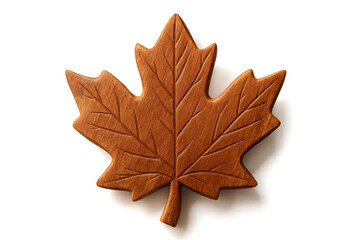 Obraz premium Wooden Maple Leaf Carving Autumnal Decor Handcrafted Art Celebrating Fall Season and Craftsmanship