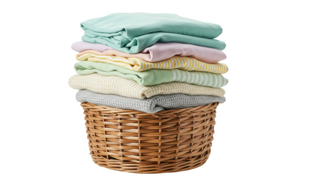 Isolated Laundry Basket with Folded Clothes