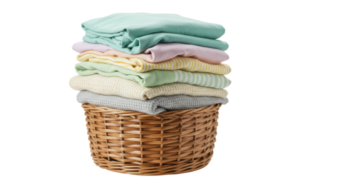 Isolated Laundry Basket with Folded Clothes