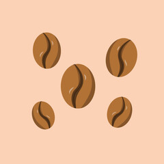 flat design illustration of coffee beans. minimalist coffee bean design. cute coffee bean doodle design