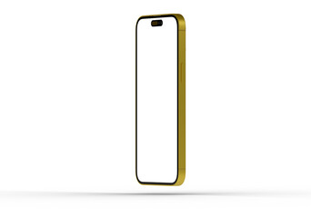 High-quality 3D render of a gold smartphone with a blank screen, perfect for app presentations or website designs.