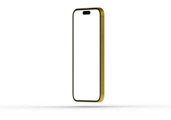 High-quality photo of a gold smartphone with a blank screen, perfect for app presentations or website mockups.