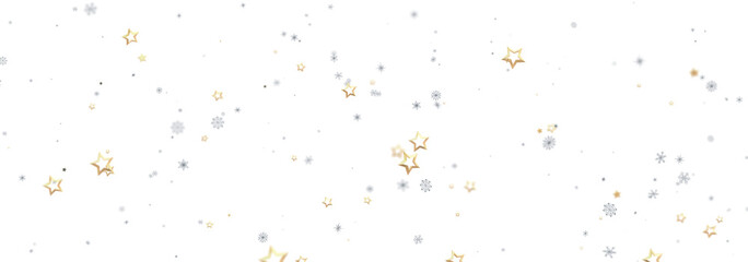 Beautiful winter background with golden stars and silver snowflakes. Perfect for holidays.