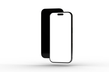 High-quality photo of a sleek black smartphone with a blank screen, perfect for app presentations or website mockups.