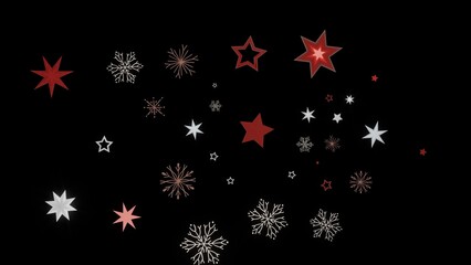 Festive winter background with red and white stars and snowflakes. Perfect for Christmas, holidays, and winter themes.