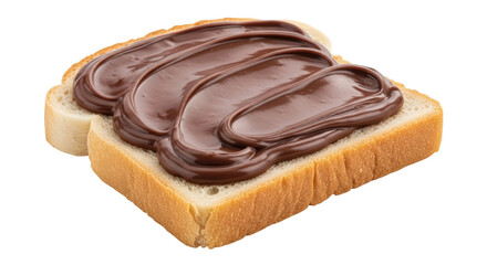 Isolated Slice of Bread with Chocolate Spread