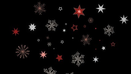 Festive winter background with red and white stars and snowflakes. Perfect for Christmas cards, invitations, and more.