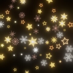 Beautiful background image featuring golden stars and snowflakes. Perfect for holiday designs.