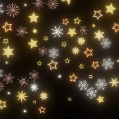 Festive winter background with gold stars and snowflakes. Perfect for Christmas, New Year, and holiday designs.