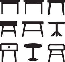 Collection of Various Table and Furniture Icons