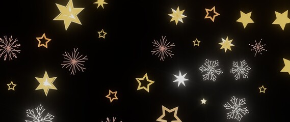 Beautiful winter background with gold stars and snowflakes. Perfect for holidays and winter themes.