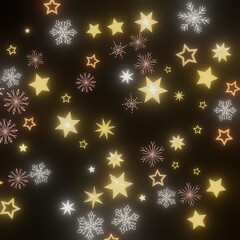 Beautiful winter holiday background with glowing stars and snowflakes. Perfect for Christmas, New Year, and winter themed designs.