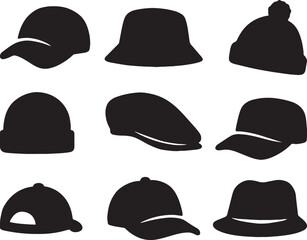Collection of Various Stylish Hat Silhouettes