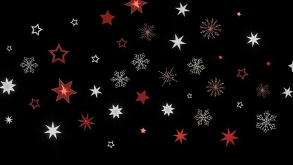 Festive winter background with red and white stars and snowflakes. Perfect for Christmas, New Year, or winter holidays.